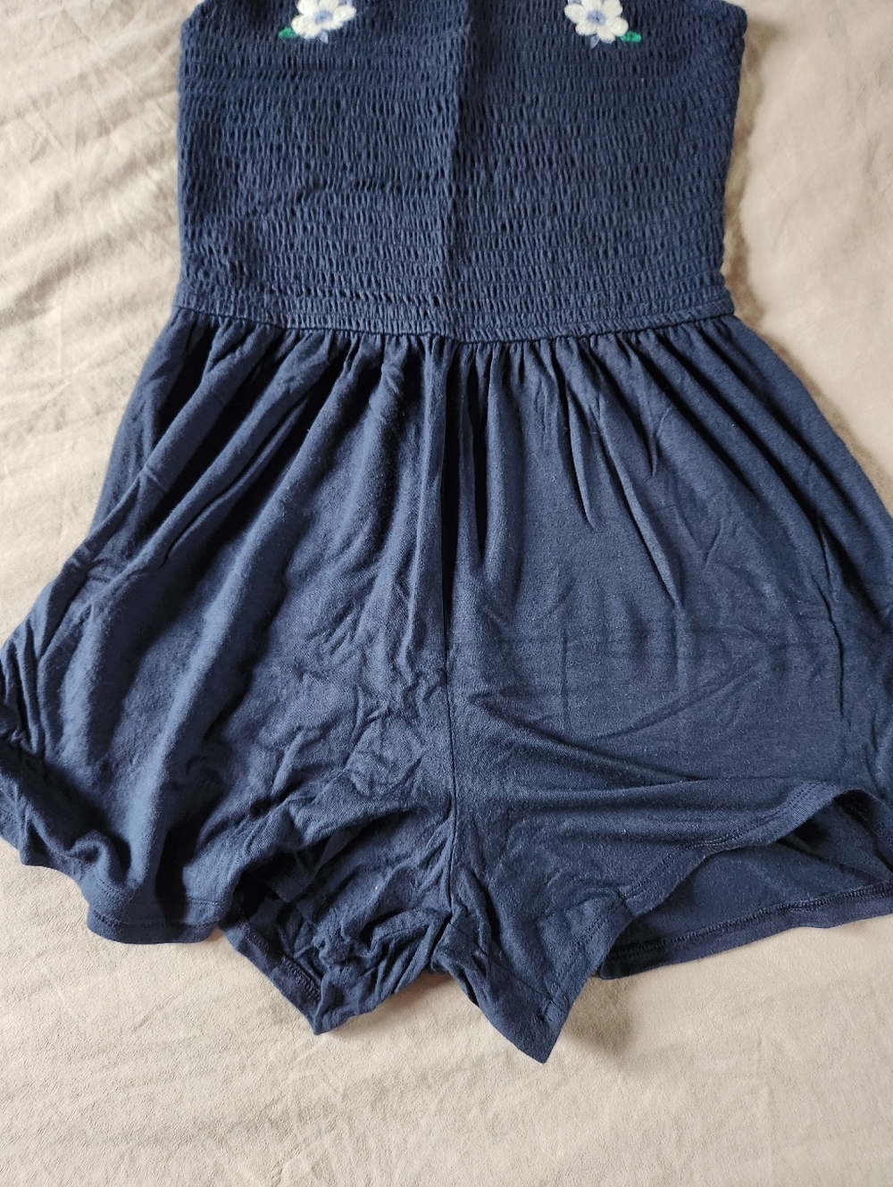 Hollister Smocked Floral Embroidered Romper - Size XS - Picture 3 of 8